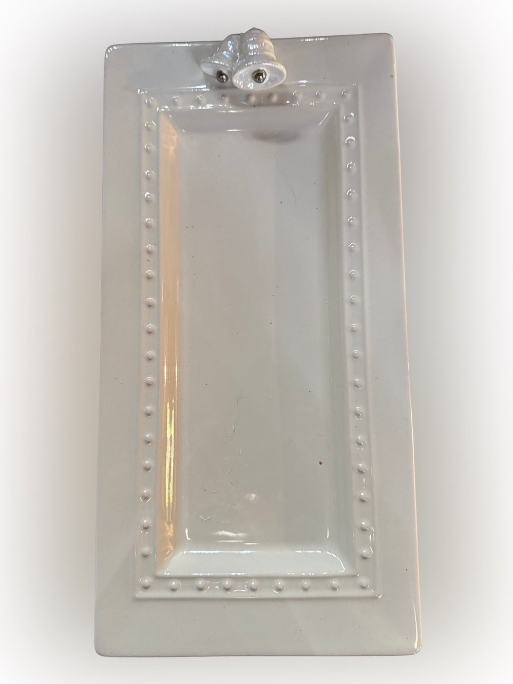 Nora Fleming White Decorative Rectangular Ceramic Tray w/ Wedding Bells- Retired - Picture 7 of 7
